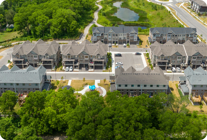 Aerial view of summit suites under construction